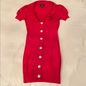 Women’s S Red BEBE dress short sleeve & ruffles